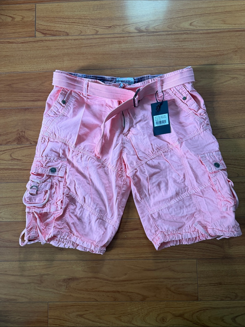 Light Coral Cargo Shorts with Belt